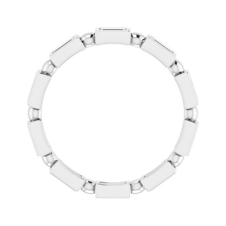 Sapphire Row Natural Diamond Baguette Beaded Band - Platinum, 3 × 1.5 mm (view 2)