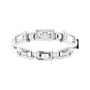 Sapphire Row Natural Diamond Baguette Beaded Band - Platinum, 4 × 2 mm, 7 (view 3)