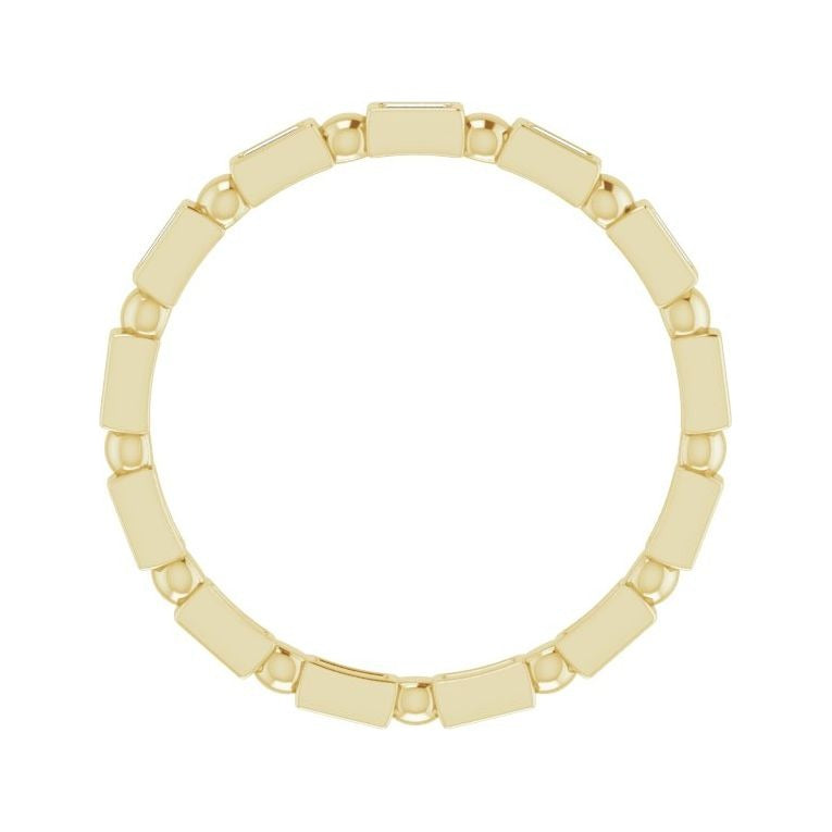 Sapphire Row Natural Diamond Baguette Beaded Band - 14K Yellow Gold, 2.5 × 1 mm, 5 (view 2)