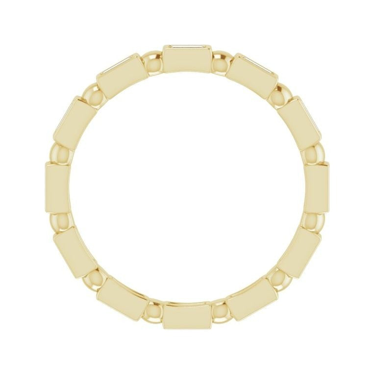 Sapphire Row Natural Diamond Baguette Beaded Band - 14K Yellow Gold, 2.5 × 1 mm, 6 (view 2)