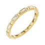 Sapphire Row Natural Diamond Baguette Beaded Band - 14K Yellow Gold, 2.5 × 1 mm, 7