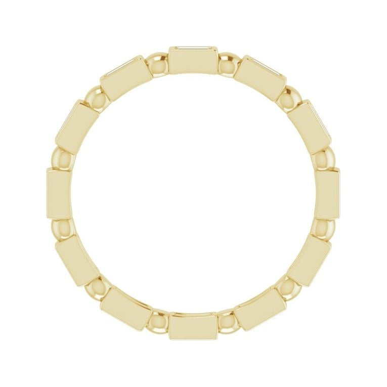 Sapphire Row Natural Diamond Baguette Beaded Band - 14K Yellow Gold, 2.5 × 1 mm, 7 (view 2)