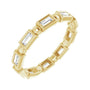 Sapphire Row Natural Diamond Baguette Beaded Band - 14K Yellow Gold, 3 × 1.5 mm, 6