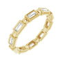Sapphire Row Natural Diamond Baguette Beaded Band - 14K Yellow Gold, 3 × 1.5 mm, 7
