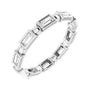 Sapphire Row Natural Diamond Baguette Beaded Band - 14K White Gold, 3 × 1.5 mm