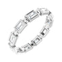 Sapphire Row Natural Diamond Baguette Beaded Band - 14K White Gold, 3 × 2 mm, 5