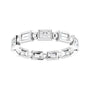Sapphire Row Natural Diamond Baguette Beaded Band - 14K White Gold, 3 × 2 mm, 5 (view 3)