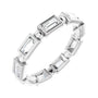 Sapphire Row Natural Diamond Baguette Beaded Band - 14K White Gold, 4 × 2 mm, 5