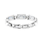 Sapphire Row Natural Diamond Baguette Beaded Band - 14K White Gold, 4 × 2 mm, 5 (view 3)
