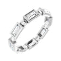 Sapphire Row Natural Diamond Baguette Beaded Band - 14K White Gold, 4 × 2 mm, 7