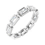 Sapphire Row Natural Diamond Baguette Beaded Band - 14K White Gold, 3 × 2 mm