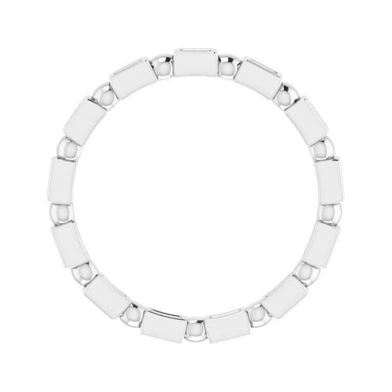 Sapphire Row Natural Diamond Baguette Beaded Band - Platinum, 2 × 1 mm (view 2)