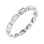 Sapphire Row Natural Diamond Baguette Beaded Band - 14K White Gold, 2.5 × 1 mm, 5