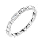 Sapphire Row Natural Diamond Baguette Beaded Band - 14K White Gold, 2.5 × 1 mm, 6