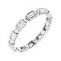 Sapphire Row Natural Diamond Baguette Beaded Band - 14K White Gold, 2.5 × 1 mm, 7
