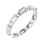 Sapphire Row Natural Diamond Baguette Beaded Band - 14K White Gold, 3 × 1.5 mm, 7