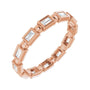 Sapphire Row Natural Diamond Baguette Beaded Band - 14K Rose Gold, 2.5 × 1 mm, 5