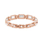 Sapphire Row Natural Diamond Baguette Beaded Band - 14K Rose Gold, 2.5 × 1 mm, 5 (view 3)