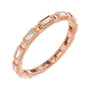 Sapphire Row Natural Diamond Baguette Beaded Band - 14K Rose Gold, 2.5 × 1 mm, 6