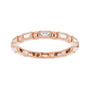 Sapphire Row Natural Diamond Baguette Beaded Band - 14K Rose Gold, 2.5 × 1 mm, 6 (view 3)