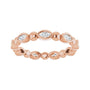Sapphire Row Natural Diamond Baguette Beaded Band - 14K Rose Gold, 2.5 × 1 mm, 7 (view 3)