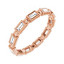 Sapphire Row Natural Diamond Baguette Beaded Band - 14K Rose Gold, 3 × 1.5 mm, 5