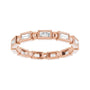 Sapphire Row Natural Diamond Baguette Beaded Band - 14K Rose Gold, 3 × 1.5 mm, 5 (view 3)