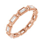 Sapphire Row Natural Diamond Baguette Beaded Band - 14K Rose Gold, 3 × 1.5 mm, 6