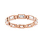 Sapphire Row Natural Diamond Baguette Beaded Band - 14K Rose Gold, 3 × 1.5 mm, 6 (view 3)