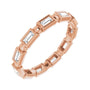 Sapphire Row Natural Diamond Baguette Beaded Band - 14K Rose Gold, 3 × 1.5 mm, 7