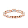Sapphire Row Natural Diamond Baguette Beaded Band - 14K Rose Gold, 3 × 1.5 mm, 7 (view 3)