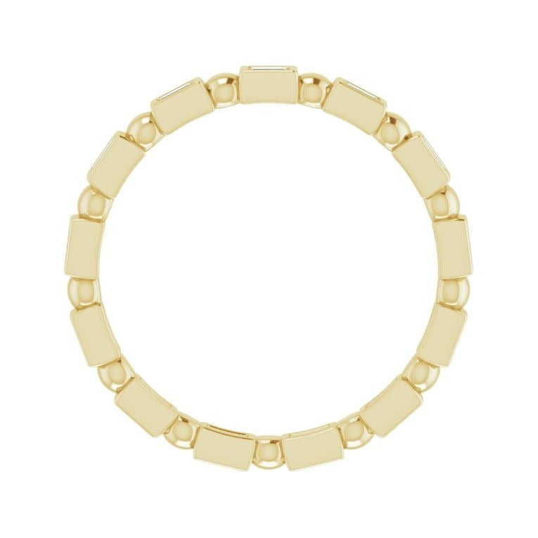 Sapphire Row Natural Diamond Baguette Beaded Band - 14K Yellow Gold, 2 × 1 mm, 7 (view 2)