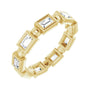 Sapphire Row Natural Diamond Baguette Beaded Band - 14K Yellow Gold, 3 × 2 mm, 5