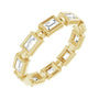 Sapphire Row Natural Diamond Baguette Beaded Band - 14K Yellow Gold, 3 × 2 mm, 6