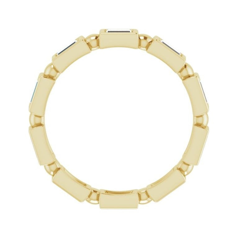 Sapphire Row Natural Diamond Baguette Beaded Band - 14K Yellow Gold, 3 × 2 mm, 6 (view 2)