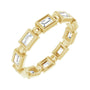 Sapphire Row Natural Diamond Baguette Beaded Band - 14K Yellow Gold, 3 × 2 mm, 7