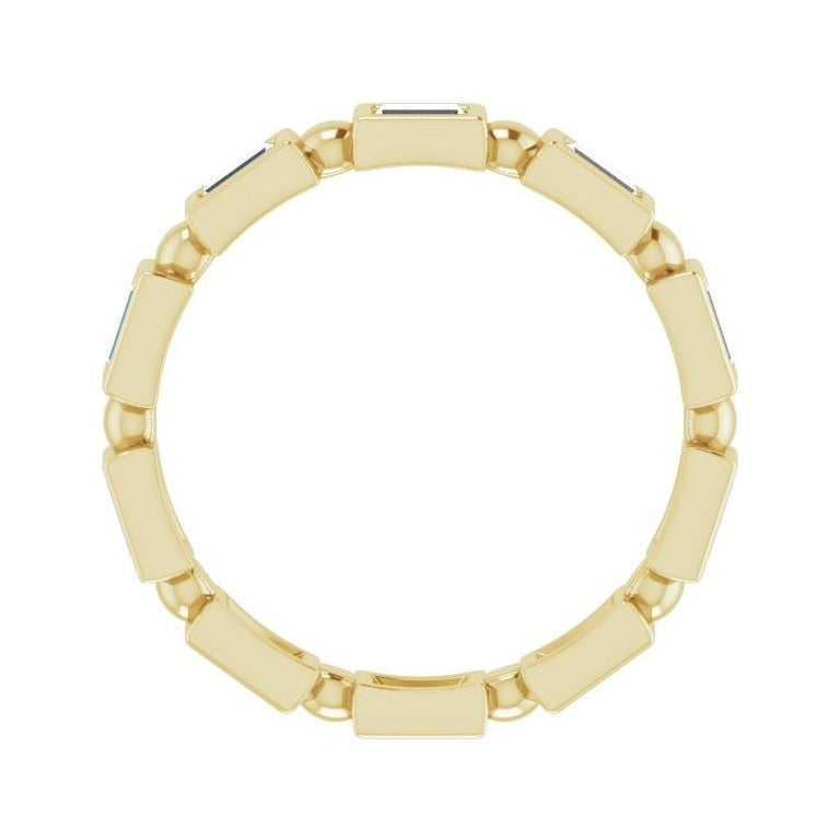 Sapphire Row Natural Diamond Baguette Beaded Band - 14K Yellow Gold, 3 × 2 mm, 7 (view 2)