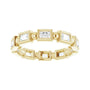 Sapphire Row Natural Diamond Baguette Beaded Band - 14K Yellow Gold, 3 × 2 mm, 7 (view 3)