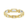 Sapphire Row Natural Diamond Baguette Beaded Band - 14K Yellow Gold, 4 × 2 mm, 5 (view 3)