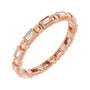 Sapphire Row Natural Diamond Baguette Beaded Band - 14K Rose Gold, 2 × 1 mm, 5
