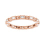 Sapphire Row Natural Diamond Baguette Beaded Band - 14K Rose Gold, 2 × 1 mm, 5 (view 3)