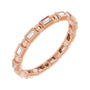 Sapphire Row Natural Diamond Baguette Beaded Band - 14K Rose Gold, 2 × 1 mm, 6