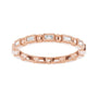 Sapphire Row Natural Diamond Baguette Beaded Band - 14K Rose Gold, 2 × 1 mm, 6 (view 3)