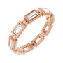 Sapphire Row Natural Diamond Baguette Beaded Band - 14K Rose Gold, 4 × 2 mm, 5