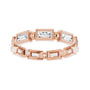 Sapphire Row Natural Diamond Baguette Beaded Band - 14K Rose Gold, 4 × 2 mm, 5 (view 3)