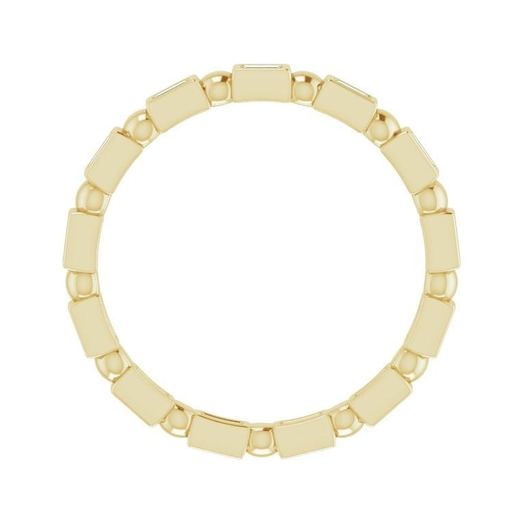 Sapphire Row Natural Diamond Baguette Beaded Band - 14K Yellow Gold, 2 × 1 mm (view 2)
