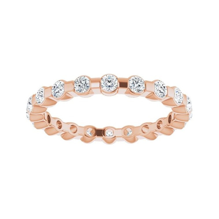 Sapphire Row Natural Diamond Channel Station Eternity Band - 14K Rose Gold, 2 mm (view 3)