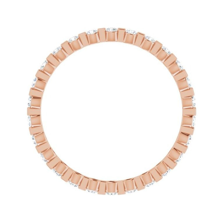 Sapphire Row Natural Diamond Channel Station Eternity Band - 14K Rose Gold, 1.5 mm (view 2)