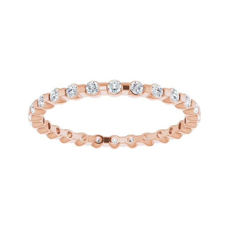 Sapphire Row Natural Diamond Channel Station Eternity Band - 14K Rose Gold, 1.5 mm (view 3)