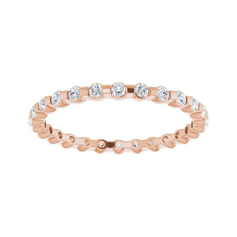 Sapphire Row Natural Diamond Channel Station Eternity Band - 14K Rose Gold, 1.5 mm (view 3)